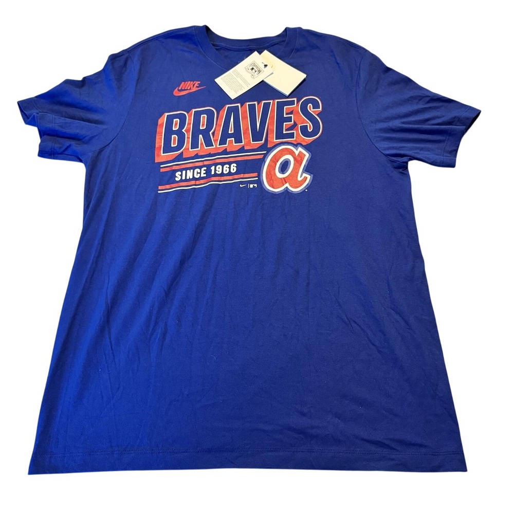 Atlanta Braves Shirt Mens Large Blue MLB Baseball Nike Since 1966 Graphic Tee